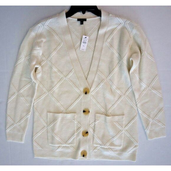 Talbots Women's Petite Sz S Cream Merino Wool Blend Sweater Cardigan - Picture 7 of 8